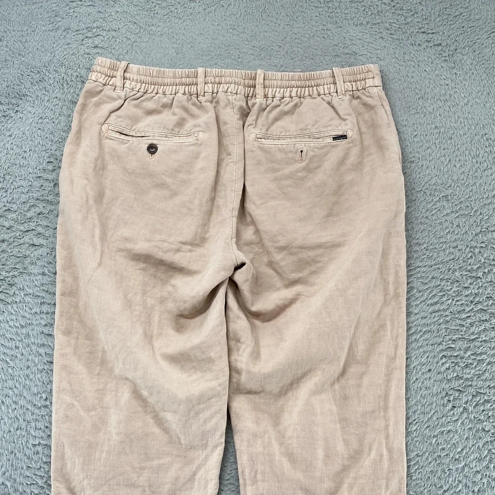 Scotch & Soda Warren Pants Mens 34x30 Beige Linen Blend Elastic Waist Chino
